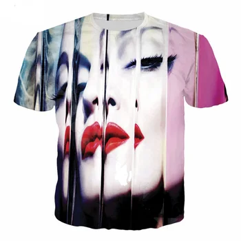 Karšto Dainininkė Madonna Louise Ciccone 3D Print T Shirt Vyrams, Moterims, Hip-Hop Harajuku Streetwear Viršūnes Tees Negabaritinių marškinėliai