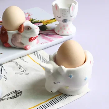 2VNT Easter Bunny vaikas pusryčiai kiaušinių taurės Mielas gyvūnų formos kiaušinių dėklas keramikos virtuvės dalykėlių staigmena, kiaušiniai, vaiko Velykų dovana
