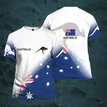 Vasarą Naujasis Australijos Vyrų T-Shirt Vėliavos Spausdinti O-Kaklo trumpomis Rankovėmis Unisex Drabužių Gatvės Mados Negabaritinių marškinėliai