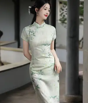 Vintage Stiliaus Kinijos Cheongsam Mygtuką Moterų Qipao Moterų Prom Šalis Suknelė Tradicinių Aukštos Padalinta Pokylių Suknelė Vestidso