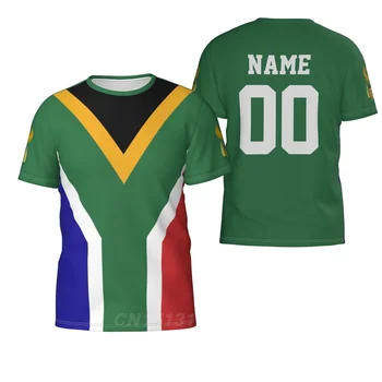 Pasirinktinis Pavadinimas Numeris Pietų Afrikos Šalies Vėliava, 3D, T-marškinėliai, Drabužiai, marškinėliai Vyrams, Moterims, Trišakiai Viršūnes Futbolo treniruotes Futbolo Gerbėjų Dovana