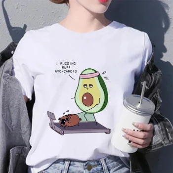 2019 Naujus marškinėlius Moterims Palūkanų Avokado maisto spausdinti Harajuku Plonas Skyriaus Moterų marškinėliai Topai drabužių Mados asmenybės Marškinėlius