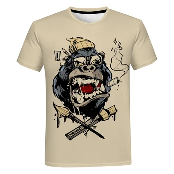 Y2K Drabužių Gorila Beždžionė 3D Print T Shirt Moterims, Vyrams, Vasaros Nauji Negabaritinių marškinėliai Harajuku Mados Viršūnes Tees