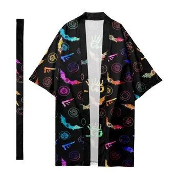 Japonijos Ilgai Kimono Vyrų Tradicinių Gotikinio Kaukolė Harajuku Cardigan Samurajus Chalatai Kimono Marškinėliai Yukata Švarkas, Apsiaustas