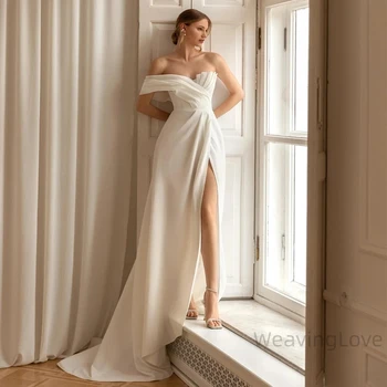Elegantiškas Vestuvių Suknelės Aukštos Padalinta Elegantiškas Off Peties Rankovių Moterims Seksualus Backless Vestidos Para Mujer elegantes y Tunus