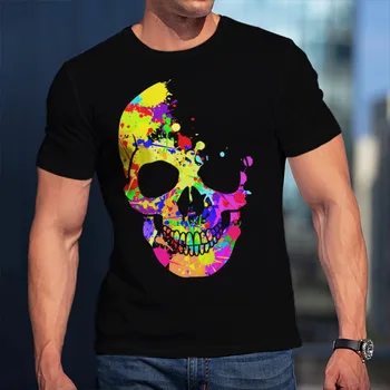 Vyrų Kaukolės 3D Atspausdintas T-shirt Apvalus Kaklas Trumpas Rankovės Viršuje, Atsitiktinis Mados Prarasti Dydis Hip-Hop, Harajuku vyriški Drabužiai