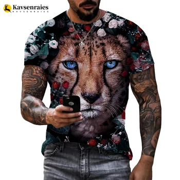 3D Cheetah Marškinėliai Gyvūnų Drabužių Leopard Gyvūnų T-shirt 3d Print T Shirt Vyrams, Moterims, Drabužiai Hip-Hop Mados Vasaros Streetwear