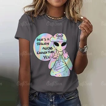 Svetimų T-shirt Moterims, Vasaros Trumpos Rankovės O-Neck T Shirt 3D Spausdinimo Modelio Drabužius Viršūnes 2024 Moterų Atsitiktinis Mados Drabužių Marškinėlius
