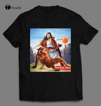 Ne Šiandien Šėtonas Jėzų Crossover Krepšinio Marškinėliai Medvilnės Tendencija Marškinėliai, unisex
