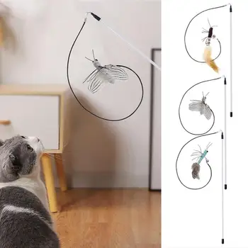 Katė Interaktyvus Žaislas Mielas Kibinimas Stick Lazdele Pet Bell Papildymo, Pakeitimo Catcher Produkto Patalpų Katė Naudotis Vejasi