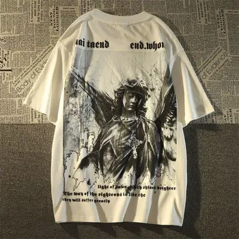 Grynos Medvilnės Europos ir Amerikos gotikos tshirts Retro Dark Angel Trumpas Rankovėmis Asmeninį T-marškinėliai Vyrams, Moterims Prarasti y2k viršų