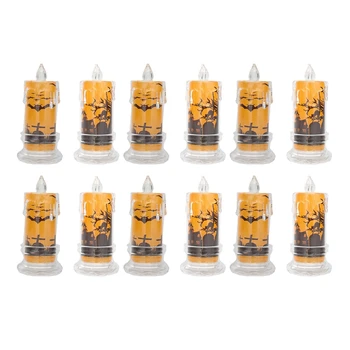 12Piece Helovinas Flameless Žvakės Šviesos Dekoratyvinės Žvakės Baisu Kaukoles Vaiduokliai Modelio LED Žvakė, Lempa