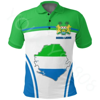 (Individualų) 2023 Afrikos Zonos Polo Atvartas Shirt Spausdinti - Vyrų Siera Leonė Polo Marškinėliai Pentagono Stiliaus Viršaus