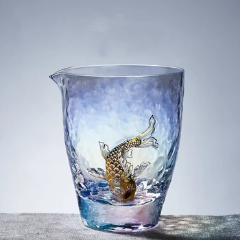 Huancai stiklo tikroji taurė karščiui atsparaus sutirštės arbatos daliklis su aukso iškilumo daug arbatos jūros vieną arbatos rinkinys priedai
