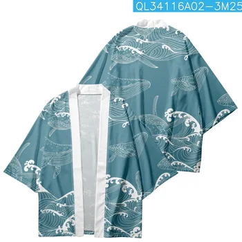Japonų Kimono Megztinis Vasaros Paplūdimio Saulės Prarasti Kimono Mens Yukata Haori Retro Azijos Marškinėliai