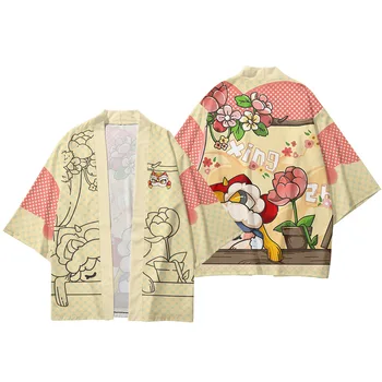 Japonijos Haori Yukata Streetwear Kinijos Animacinių Filmų Spausdinami Tradiciniu Kimono Cosplay Megztinis Moterims, Vyrams Marškinėliai