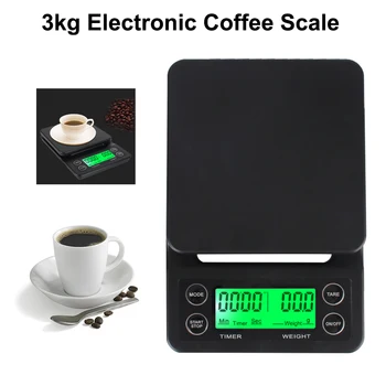 3kg 0.1 g Mini Namų Svėrimo Skalė, Laikmatis, Skaitmeninis LCD Virtuvės Svarstyklės Elektroninės Kavos Masto Maisto Svėrimo Balansas