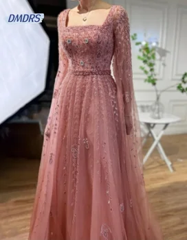 Modernus A-Line Wedding Dresses Elegantiška, Ilga Suknelė Nuotaka Musulmonų Kvadratinių Kaklo Nuotakos Suknelė Romantiškos Suknelės, Vestidos De Novia
