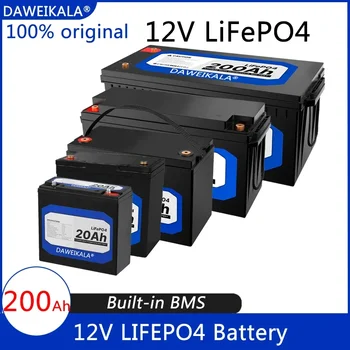Naujas 12V 20Ah 50Ah 100Ah 150Ah 200Ah LiFePo4 Baterija Ličio Geležies Fosfato Baterijų Built-in BMS Saulės Valtis be Mokesčių