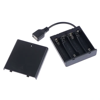 1PC 4 X AA USB Baterija Langelis 5V LED Juostelės Žibintai, Mini USB elektros Energijos Tiekimas