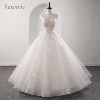Fansmile Iliuzija Vestido De Noiva Kamuolys Suknelė Vestuvių Suknelės 2023 Plius Dydis Individualų Vestuvinių Suknelių FMV-561F