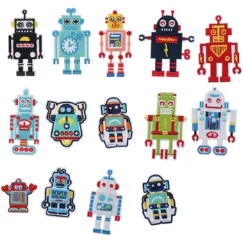 14 Vnt Animacinių filmų Robotas Išsiuvinėti Pleistrai Geležies/Siuvamosios Lopai Drabužiai, Džinsai, Striukė, Kuprinė ir Kepurės