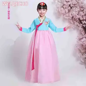 Tradicinius Korėjiečių Drabužius Merginos Hanbok Siuvinėjimo Ilgomis Rankovėmis Senovės Kostiumas Etapo Rezultatus Retro Teismas Suknelė