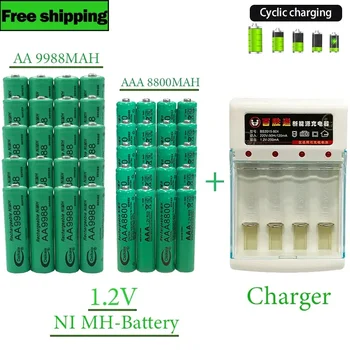 AA AAA Baterija 100%Naujas Originalus 1.2 V AA9988+AAA8800MAH+Kroviklis NI-MH Baterija, dėl Plaukų Clipper Skustuvas Skaičiuoklė