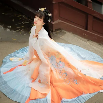 Hanfu moterų 【 Big fish begonia 】 Qi krūtinės sijonas 6 metrų įdėti didelis rankovėmis marškinėliai sunkiųjų siuvinėjimo dienos