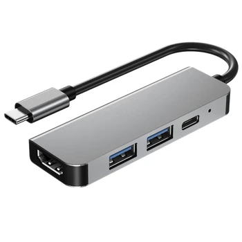 4 In 1 USB Tipo C Hub Adapteris su 4K 30Hz HDMI Suderinamus Multiport Kortelių Skaitytuvas USB3.0 Tf Pd Vaizdo Multi Uostų Adapteris