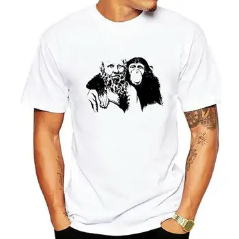 Vyrų marškinėlius Čarlzas Darvinas Portretas marškinėliai Ateistas Tee Evoliucija Slim Fit Marškinėliai Atspausdintas T-Shirt tees viršų