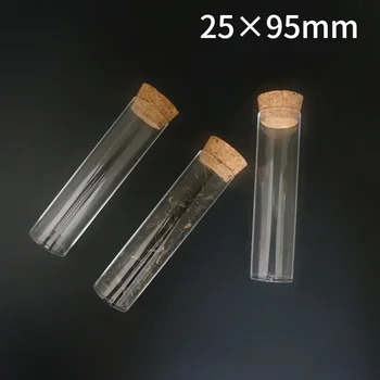 12pcs/Pak 25x95mm Lab plokščiadugnis Plastikiniai Mėgintuvėliai Mėginio Taurės Pakavimo Vamzdis su Kamščiamedžio Kamščiu
