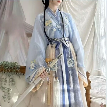 Hanfu Suknelė Moterims Senovės Kinų Tradicinės Hanfu Nustatyti Moterų Pasakų Cosplay Kostiumų Vintage Blue&White Hanfu Princesė Suknelė