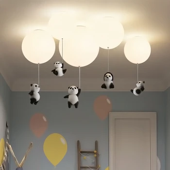 Vaikų Kambarys Panda Dekoro Kabamųjų Lubų Lempos Šiuolaikinės Kūrybos LED Balionas Stiklo Apšvietimas, Valgomasis, Virtuvė Kabo Žibintai