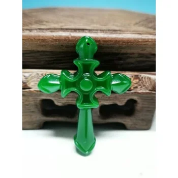 .Nuostabi Bauda Nuostabu Špinatai Green Jade Ranka Raižyti Kryžiaus Pakabukas