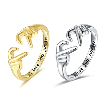 Romantiška Rankos Piršto Širdies Žiedas Mados Myliu Tave Amžinai Claddagh Žiedai Moterims Draugų Vestuvių BFF Papuošalai