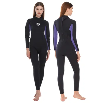 Moterų Nardymo Kostiumas Ponios 3mm Neopreno Hidrokostiumą, vientisas maudymosi kostiumas apsaugos nuo Saulės, Šiltas Sutirštės Snorkeling, Plaukimo Banglente Kostiumas