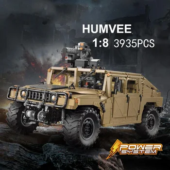 Šiuolaikinės Karinis Radijo 2.4 ghz Nuotolinio Valdymo 4x4 1:8 Scale Šarvuotos Humvee Building Block Modelis Plytų Rc Automobilių Žaislų Kolekcija