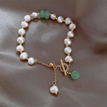 Korėjos Baroko Gėlavandenių Perlų Apyrankės Moterims Išskirtinį Cirkonis Kristalų Žavesio Apyrankę Vestuvės Juvelyrika Dovanų Didmeninės