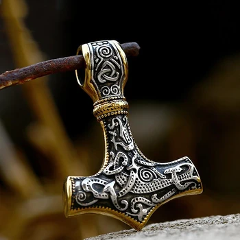 Derliaus Vikingai Thor ' s Hammer Pakabukas Karoliai Vyrams iš Nerūdijančio Plieno, Grandinės Vegvisir Inkaro Karoliai Mados Vyrų Papuošalai Dovana