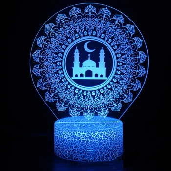 3D Islamo Mečetė Naktį Šviesos USB Powered Jutiklinį Jungiklį Lentelė 3D Iliuzija Lempa, Spalva Keičiasi dėl Eid Mubarakas Šalis Dekoro Dovana