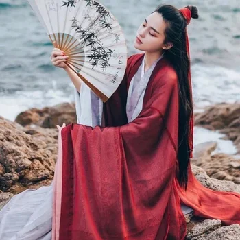 Didelis Dydis 3XL Hanfu Suknelė Moterims Kinijos Tradicinės Hanfu Nustatyti Moterų Cosplay Kostiumų Vasaros Hanfu Raudona Mėlyna WhiteDress Moterims