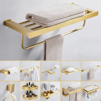 Tianview Matinio aukso vietos aliuminio rankšluosčių džiovykla vonios kambario sienos kabo tualeto šepetys vonios rankšluosčių lentynos, vonios kambarys aparatūros kabinti