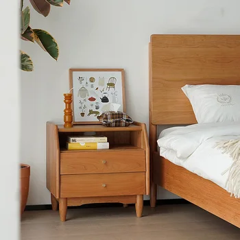 Produktai gali būti pritaikyti Šiaurės europos šviesa medžio masyvo staliukas Modernus minimalistinis namų miegamajame saugojimo spintelę Japonų žurnalas