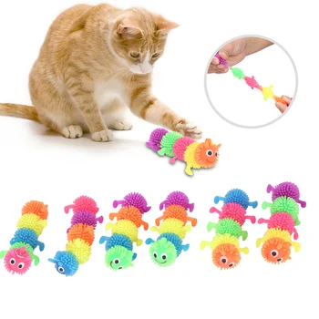 6Pcs Minkštas Modeliavimas caterpillar Cat Kibinimas Žaislas Naminių Kačių Dantis Valyti Kramtyti Bite Žaisti Žaislai