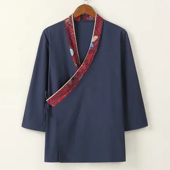 Plus Size Vyrų Kimono Megztinis Tradicinių Vyrų Yukata Samurajų Apranga Atsitiktinis Harajuku Kimono Striukės Streetwear Haori