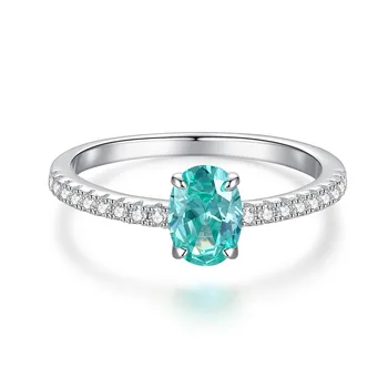 2023 Nauja 925 Sidabro Palaiba Žiedas Didmeninė Aukštas Moterų Anglies Diamond Ledo Gėlių Iškirpti Žiedas Dan formos Maža Žalia Diamond