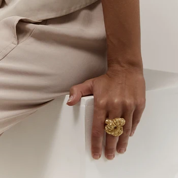 Auksu Vario Nereguliarus Lavos Tekstūros Moterų Mergina bižuterijos Šalies Ponia Dovana Atidarykite Reguliuojamas Žavesio Žiedai
