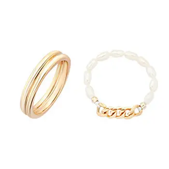 2VNT Karka Žiedas Dekoratyvinis Kūrybos paprastu būdu paprastas žiedas, moterų mados Netikras Perlas Piršto Žiedą Paprasto Juostos Žiedas