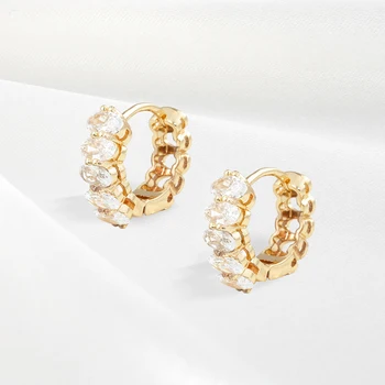 Blizga inkrustacijos cirkonis hoopas auskarai Moterų variu dengto 18K gold jewelry Išskirtinį mados kasdien dėvėti dovana, papuošalai